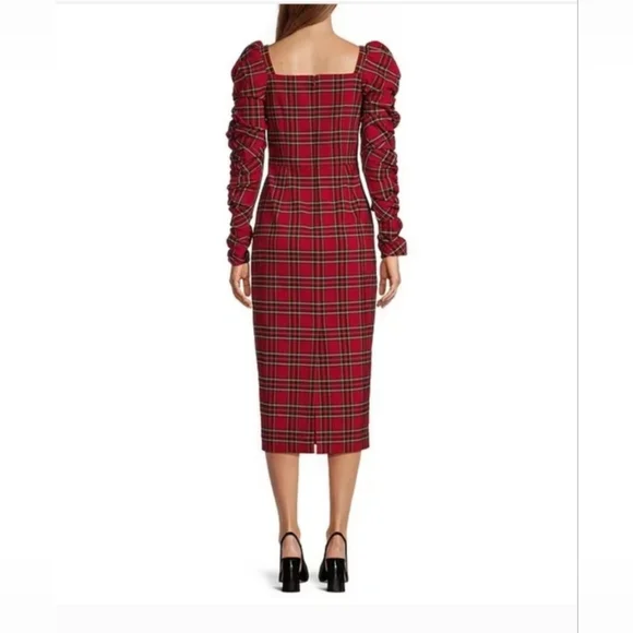 Antonio Melani Elena Plaid Puff Sleeve Midi Dress Women